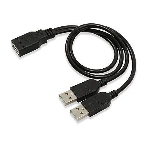 2.0 USB Satu Perempuan, Dua Laki-laki Kabel Pengisian Data Satu-ke-dua Kabel Pengisian 1 Menit 2USB Kabel Data 30Cm