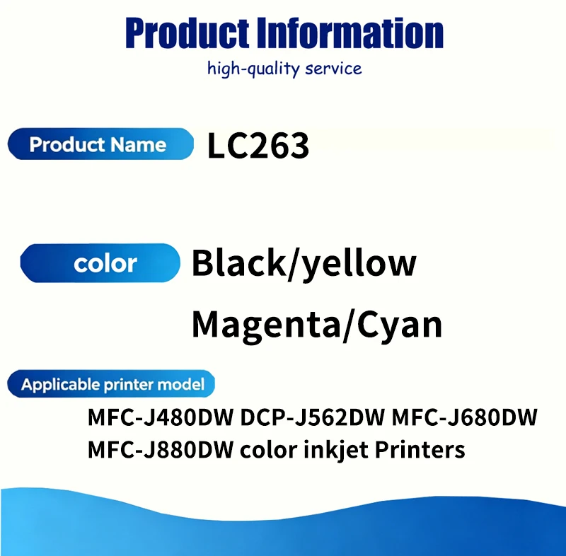 1/2/3/4/5 set LC263 B-LC263 Ink Cartridge Compatible for Brother MFC-J480DW DCP-J562DW MFC-J680DW MFCJ880DW color inkjet Printer