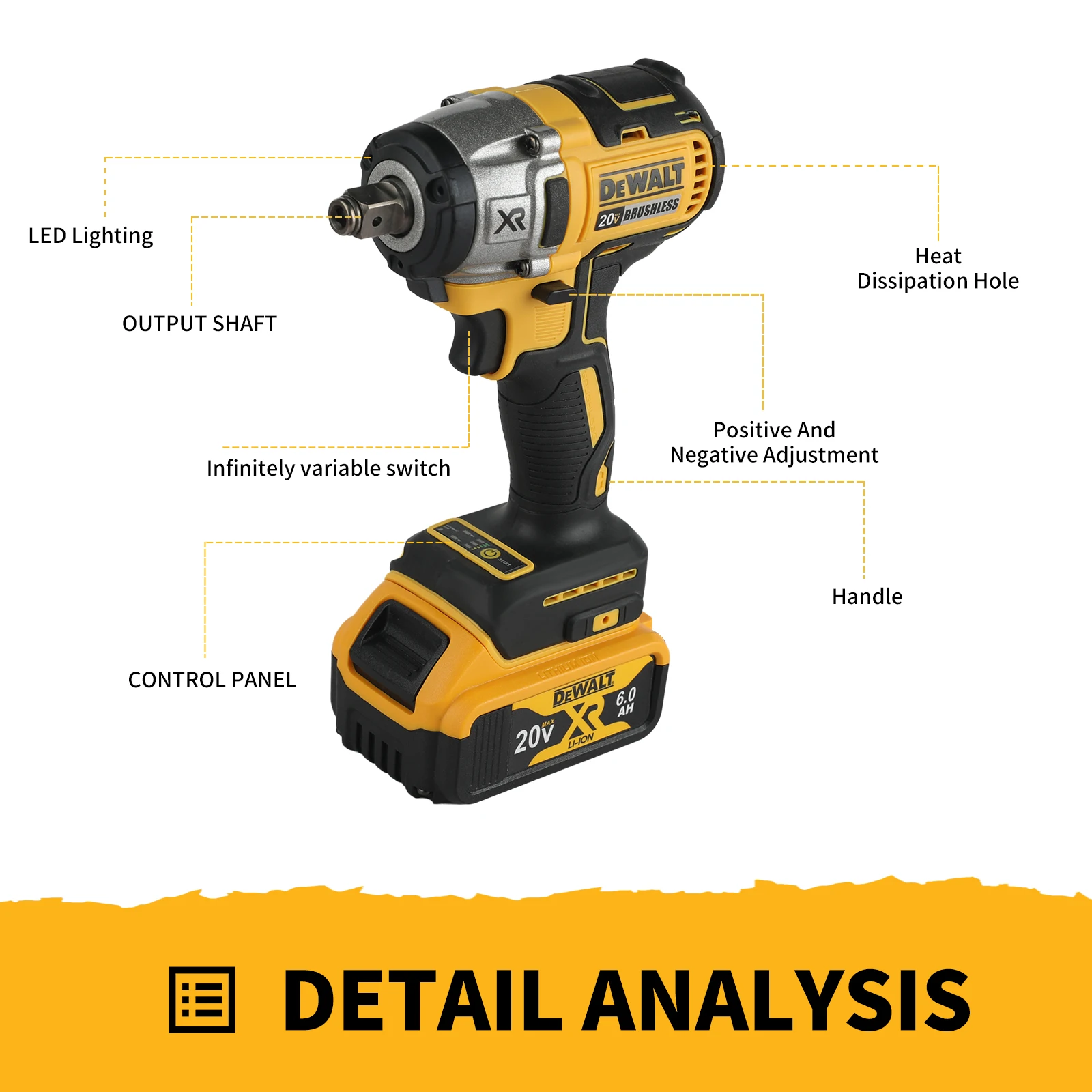 

Dewalt DCF880 205N. M 20V Battery Multifunctional Portable Wireless Impact Power Tool Brushless Electric Wrench