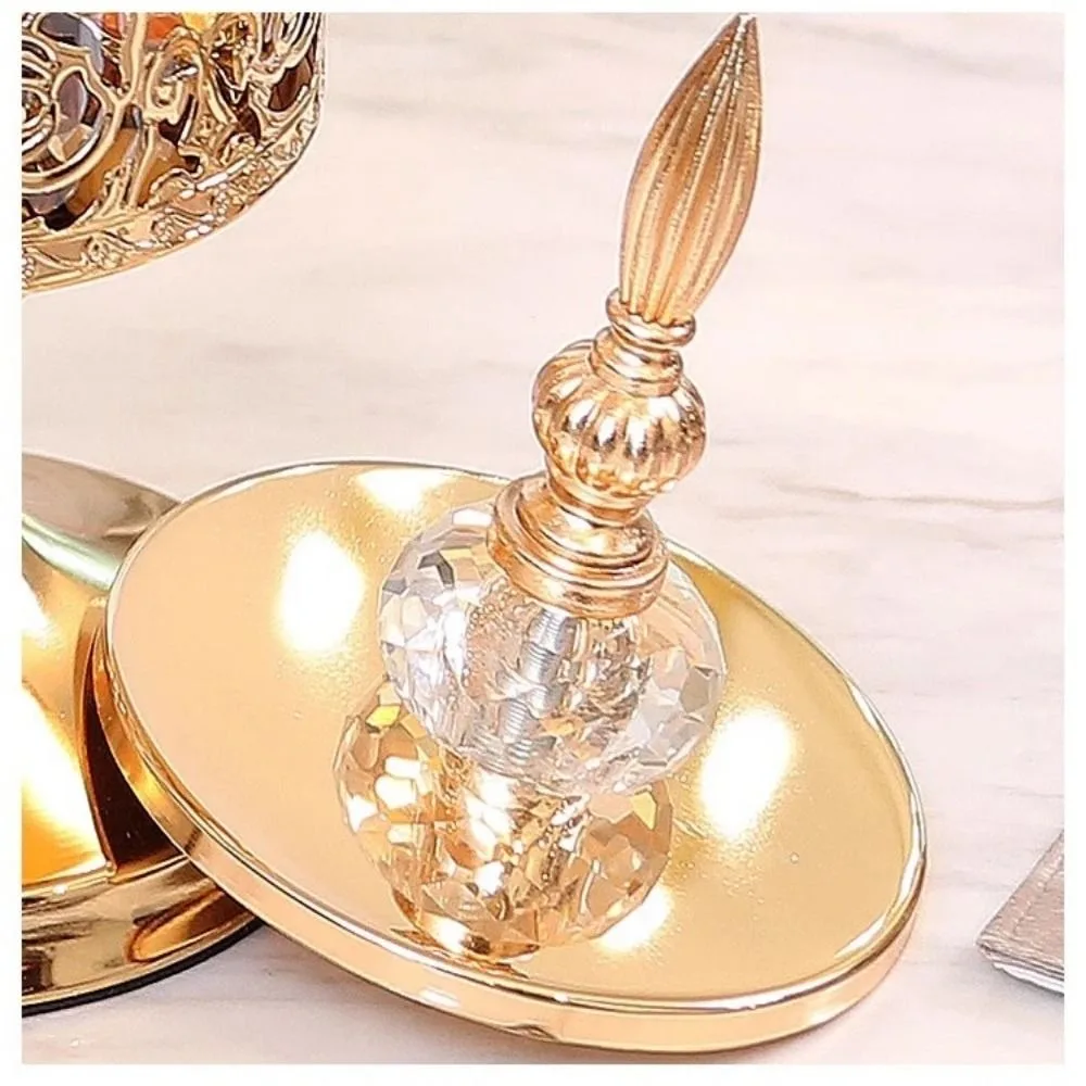 European Crystal Glass Storage Jar Silver with Lid Gold-plated Storage Gold High-footed Candy Jar Art Home Decoration