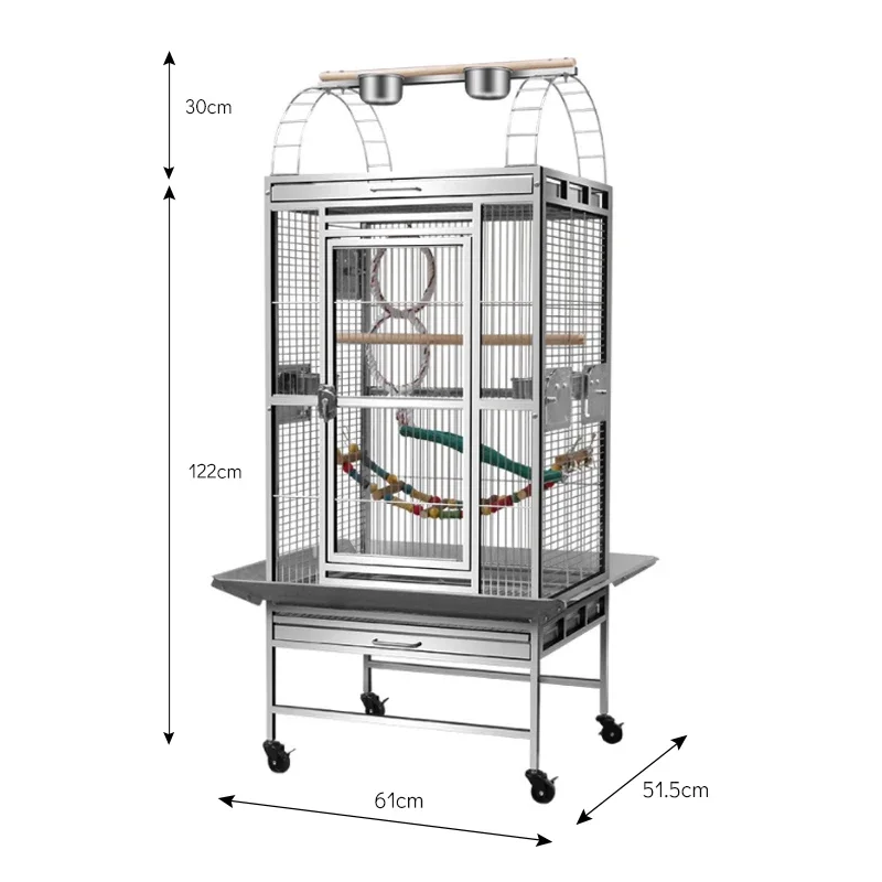 Folding Jaula Para Pjaros Perroquet Strong Metal Animal Cages Birds Parrot Playing Top Breeding Cage With Wheels