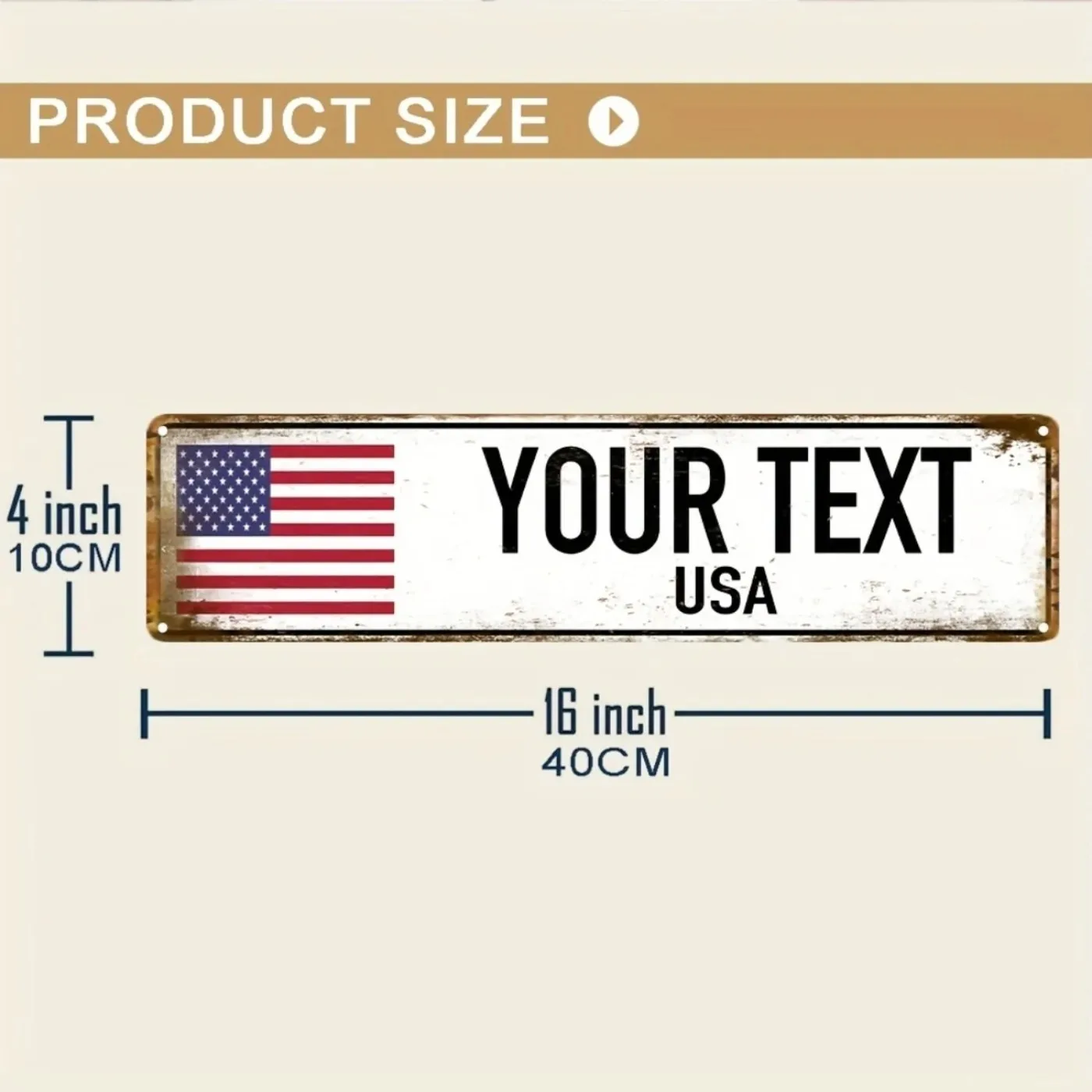 Personalisiertes Amerikanisches Flaggen-Vintage-Metallschild zur Heimdekoration (Nur Dekoration)