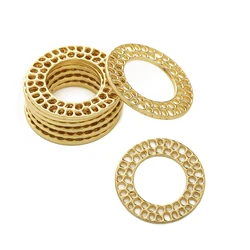 10Pcs Large Open-Circle Pendant Hammered Round with Stranded Holes Pendant For DIY Statement Necklace Earring Jewelry Making