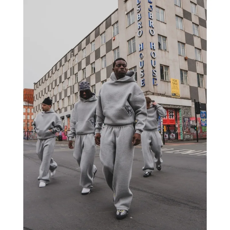 

New Y2k Pocket CD Print Hoodies Tracksuit Men Sweatshirt Sweatpants Two Piece Set Streetwear Harajuku Casual Mens Clothes