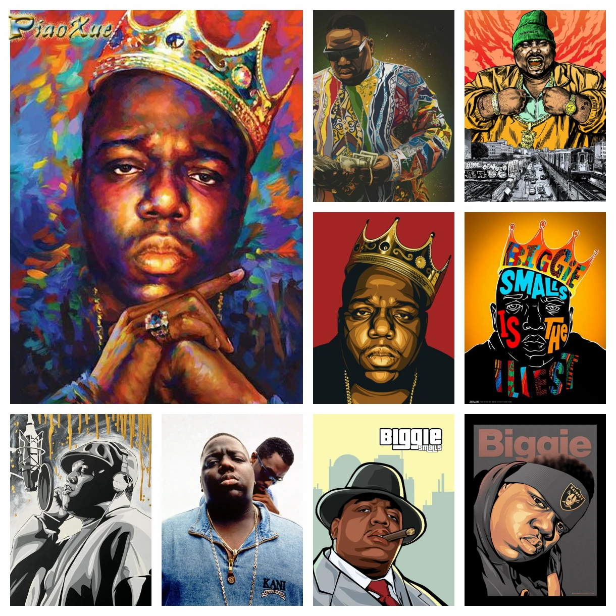Biggie Smalls 5D Voll-Diamant-Malerei Notorious BIG Punisher Rapper Stickerei Kunst Kreuzstich-Set Pop-Art Heim-Wanddekoration