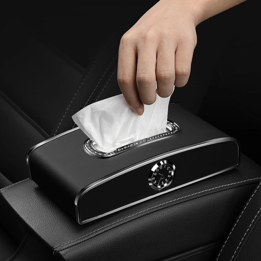 

Luxury Solid Color Leather Wear-Resistant Tissue Box Car Seat Back Sunshade Hanging Tissue-Bag Buckle Strap Easy Installation ﻿
