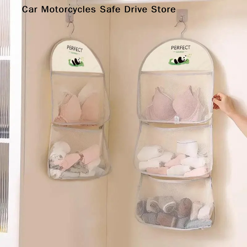 Multi-Layer Hanging Storage Bag for Socks Underwear Home Clothes Net Pocket Wall-Mounted Closet Organizer Dorm Room Organization