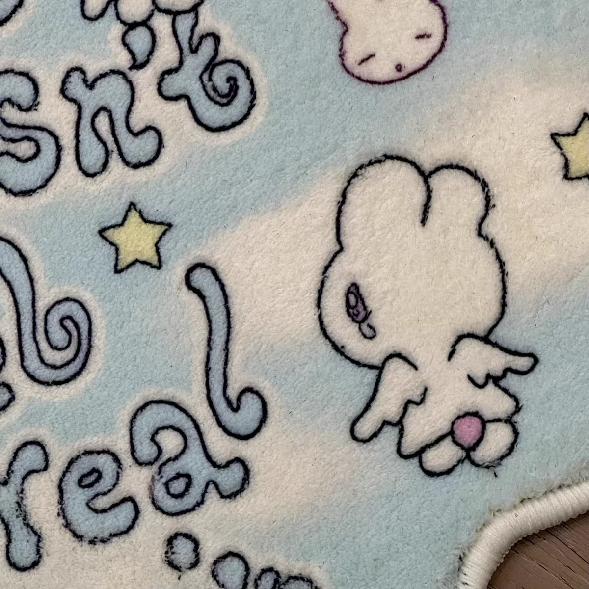 VIKAMA Cute Angel Rabbit Imitation Cashmere Carpet Decoration Living Room Floor Mat Mirror Front Blanket Doormat Rug For Bedroom