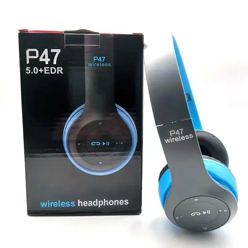 P47 Bluetooth 5.0 draadloze hoofdtelefoon opvouwbare HIFI stereo bas oortelefoon kinderhelm cadeau met microfoon USB-adapter voor iPhone-game