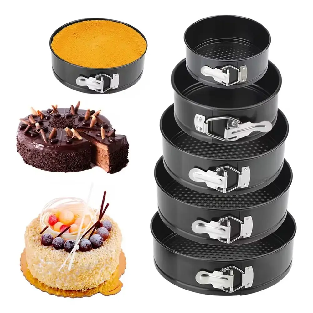 1Pcs Carbon Steel Baking Mould Non Stick Leakproof Cake Baking Pan 12/16/20/24/28cm with Removable Bottom Cake Mould
