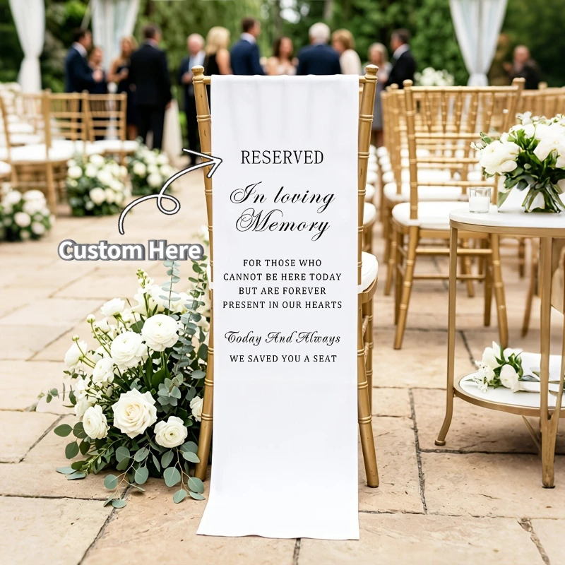 1pc Custom Wedding Memorial Chair Sign Banner in Loving Memory, Polyester Reserved Seat Sign, Ideal for Weddings, Funeral Decor