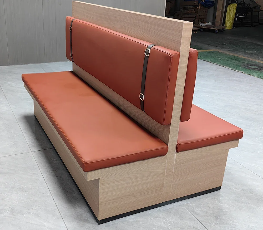 

# L Customizable Restaurant Booth Seating Commercial Modern Banquette Furniture Orange PU Booth For Restaurant Cafe