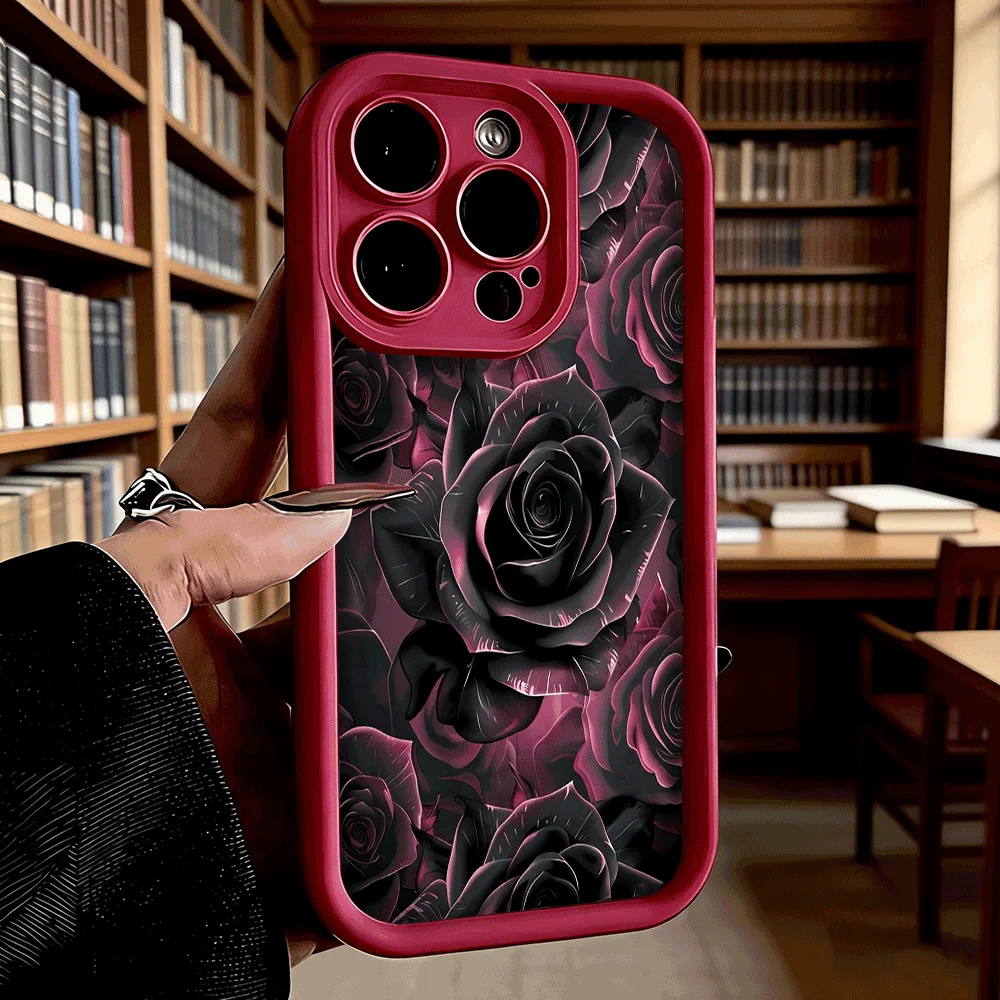 Dunkelrosa Rosen Kunst Luxus Anti-Rutsch TPU Handyhülle für Xiaomi Redmi Note 15 14 13 12 11 10 9 Pro Vollschutz-Cover – Detail 12