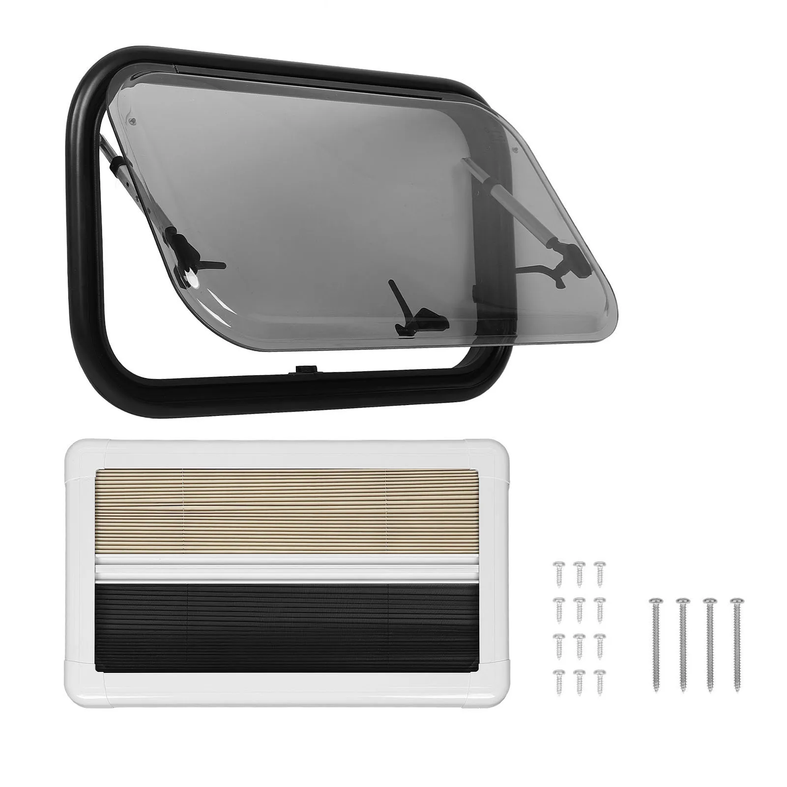 

RV Side Camper Window L700 H400mm Insect Proof Anti UV Window Acrylic Glass Stable Support 45° Opening Angle Side Window