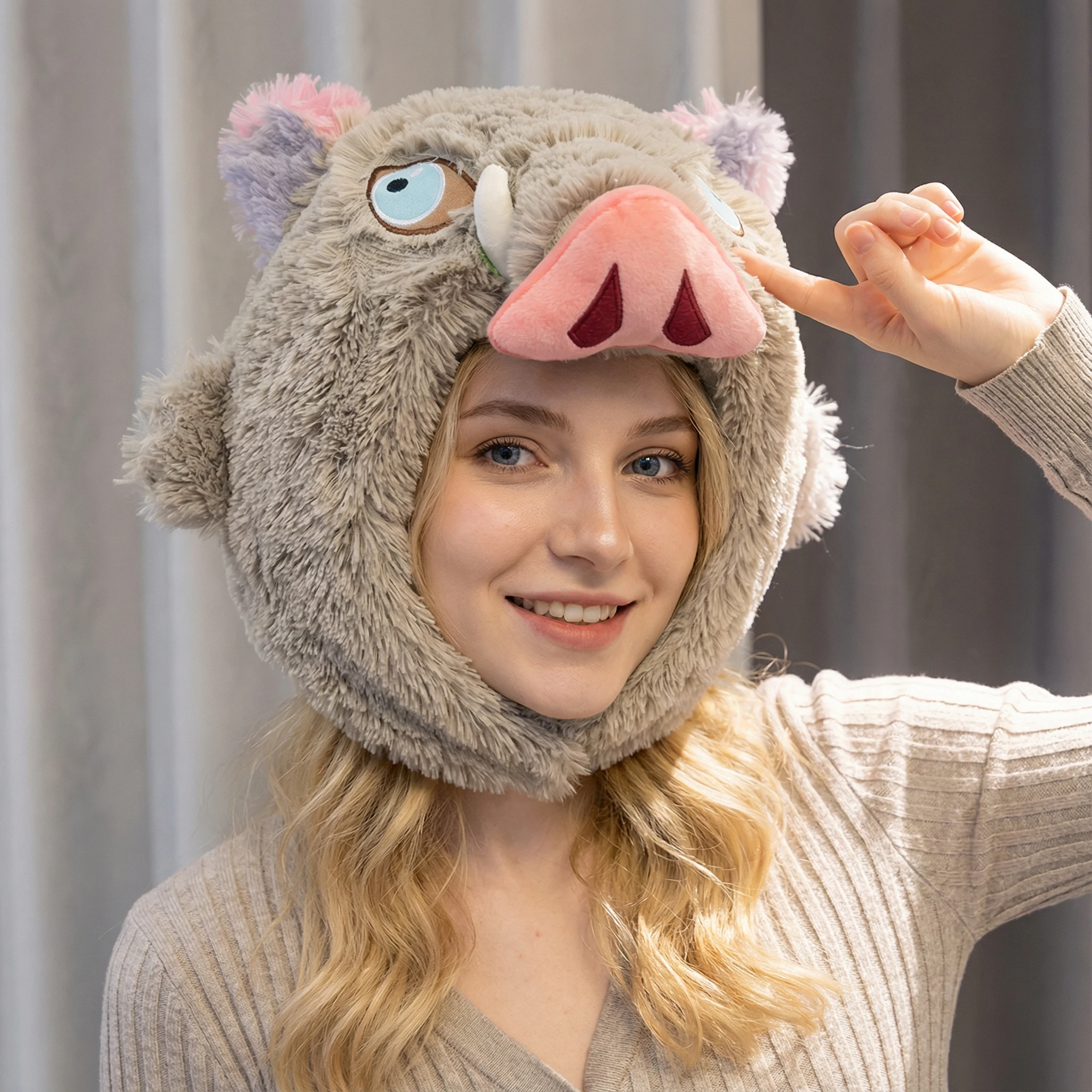 

Реквизит для косплея, голова кабана, плюшевая шапка, истребитель демонов, Hashibira Inosuke, теплый головной убор, мультяшные мягкие аниме, плюшевые подарки для фанатов мальчиков