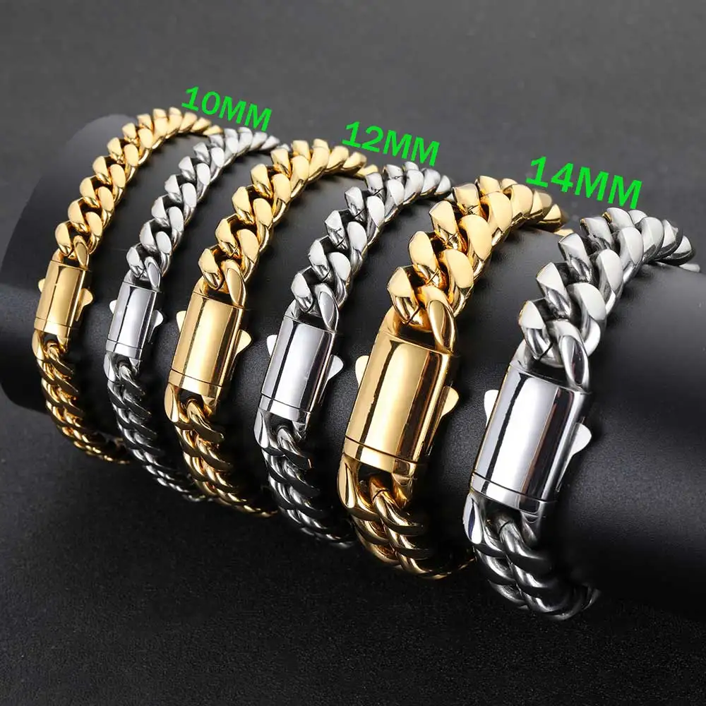 

Popular Cuban Necklace Hip hop Stainless steel Gold plated Men's Miami Silver Non Fading High Polishing Custom Logo Gift