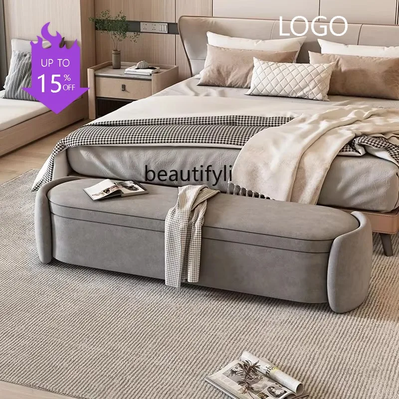 Leave-in matte cloth change shoes sofa stool long strip storage stool bedroom bedside stool light luxury