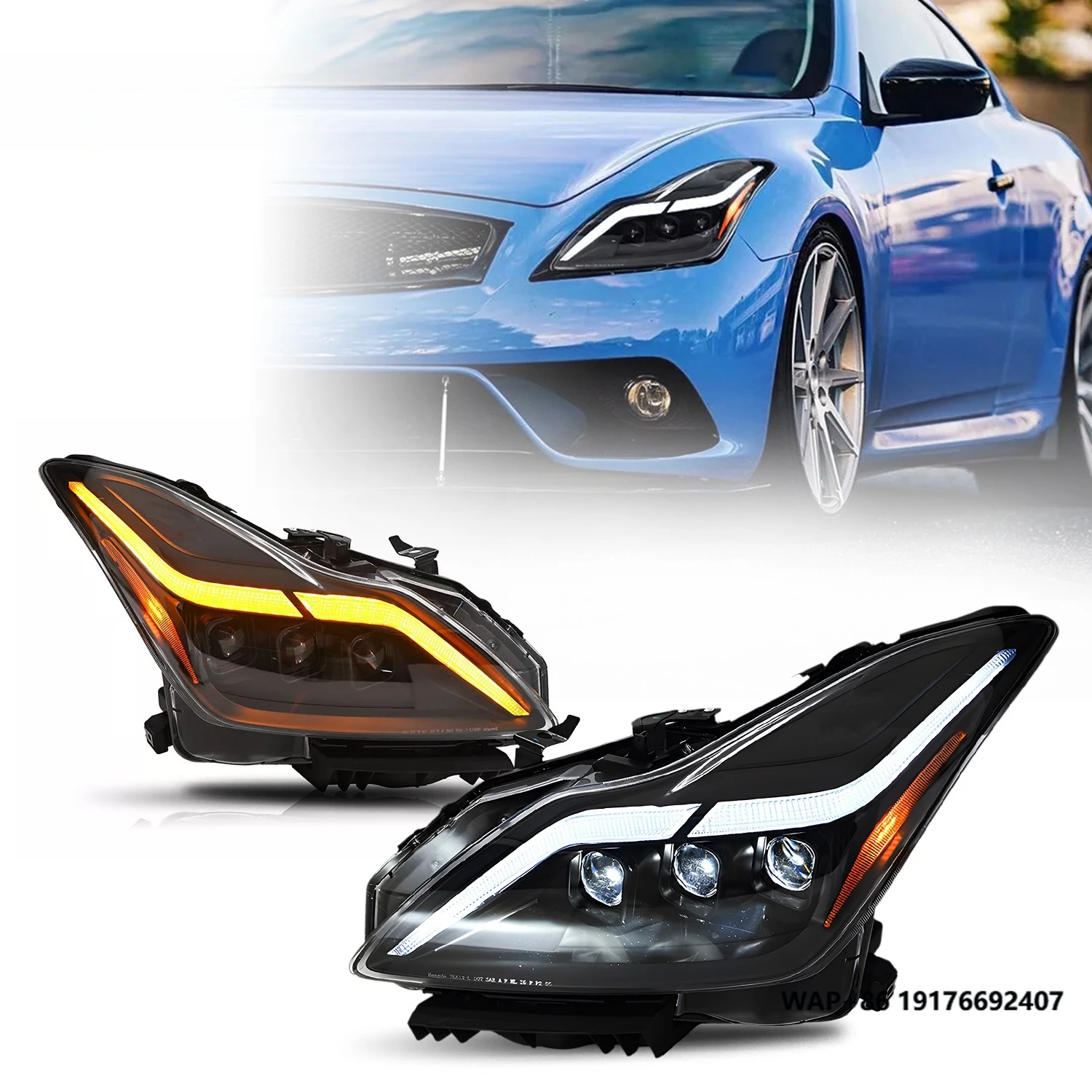 HCMOTIONZ LED Headlights for ‘Infiniti G37 2008-2013 Animation DRL Q60 Coupe Convertible 2014-2015 Car Front Lamps Assembly
