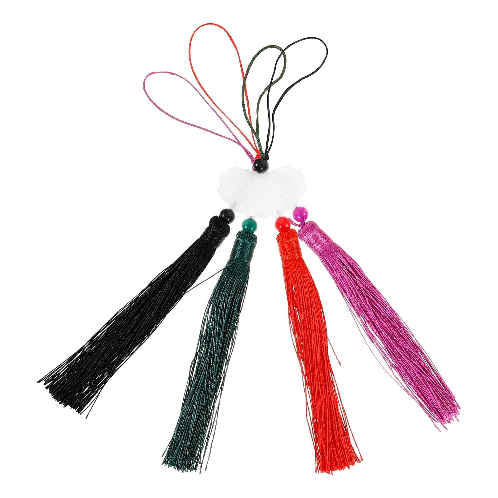 Colgante de borla de Jade de imitación de doble cara, exquisitos dijes decorativos hechos a mano para fanáticos y linternas, hogar versátil, 4 Uds.