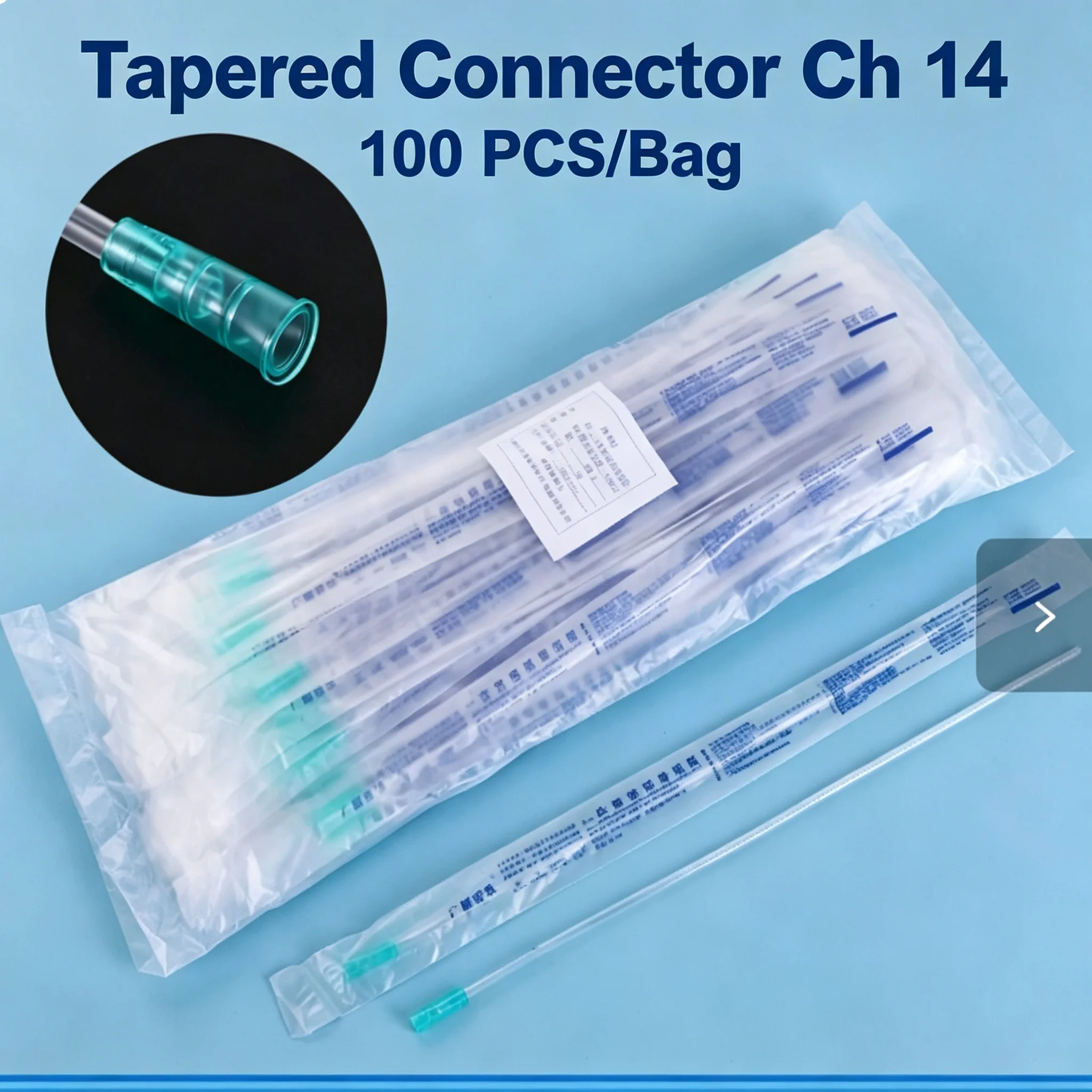 100 pcs/bag Fr 14 trumpet tip disposable PVC catheters individually packaged, sterile, smooth