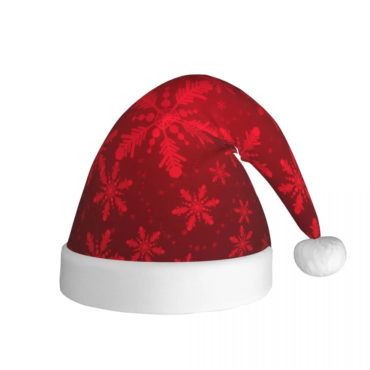 Red Bokeh Snowflakes Christmas Hats for Adult Men Women Abstract Christmas Santa Hat Cap Xmas Accessories