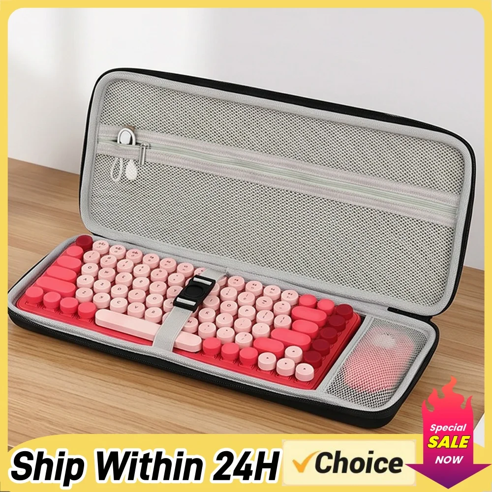 For Pop Keys Mechanical Keyboard Storage Box with Fixed Strap Keyboards Storage Zip Pack Carrying Hard Shell