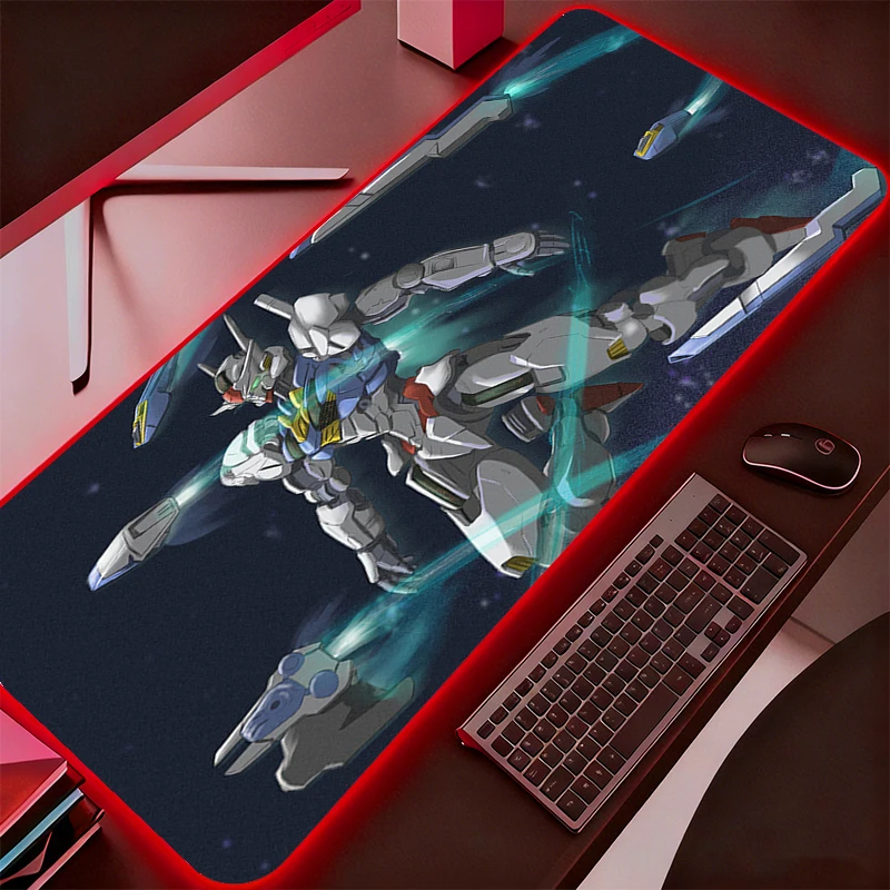 

RGB Large Mouse Pad Mobile Suit Gundam Backlight Office Desk Mats PC Gaming Accessories XXL LED Mouse Pad Laptop Keyboard Mat