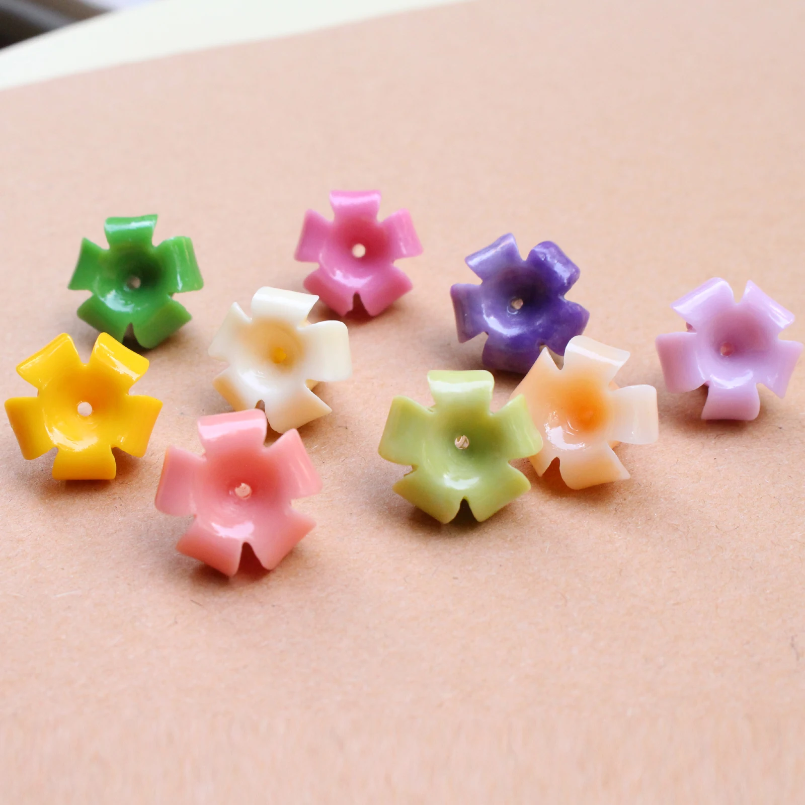 16×14mm Morning Glory Flower Bead Artificial Coral beads Cabochon Mix Colors Hawaii Style for Jewelry Earring making Decoration
