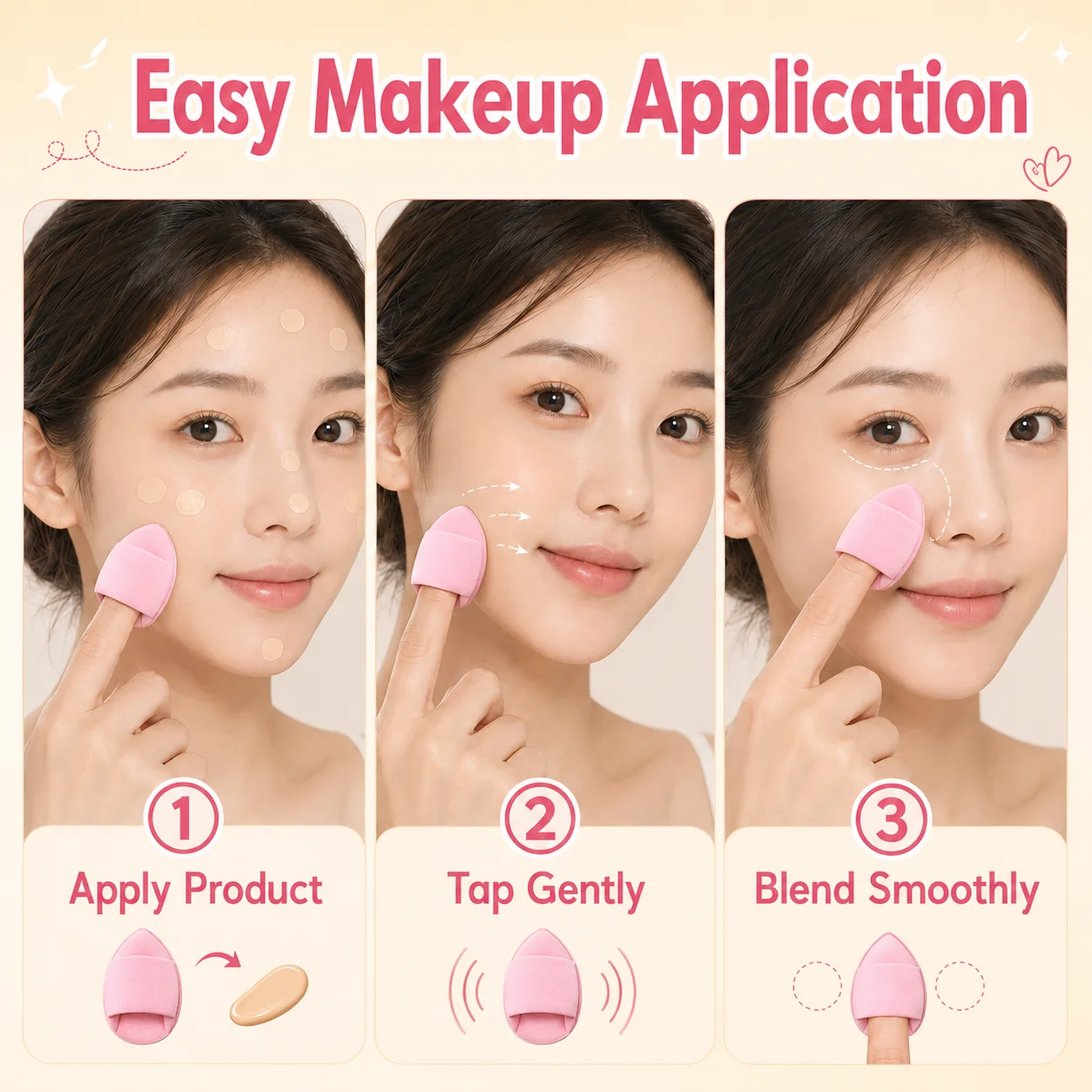 30pcs mini Finger Powder Puff, with Many Fresh Colors to Choose from, Small and precise Decoration of the Eyes and Nose Corner.