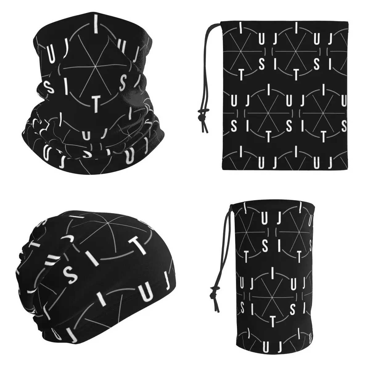 Jiu Jitsu BJJ Circle White Light Bandana Neck Cover Printed Face Scarf Multi-use Face Mask Unisex Adult All Season
