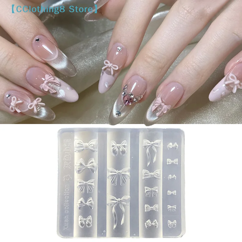 Bow Pattern Silicone Nail Bead Chains Carving Mold Nail Decorations DIY Stereoscopic Stamping Plate Manicure Tools【AliS8】