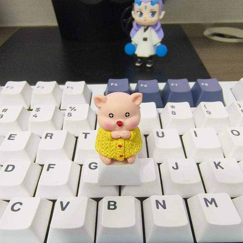 Cute Piggy Custom Keycap Cartoon Animal Crossing Artisan Keycaps for Mechanical Keyboard Caps Resin Key Caps PC Toy Holiday Gift