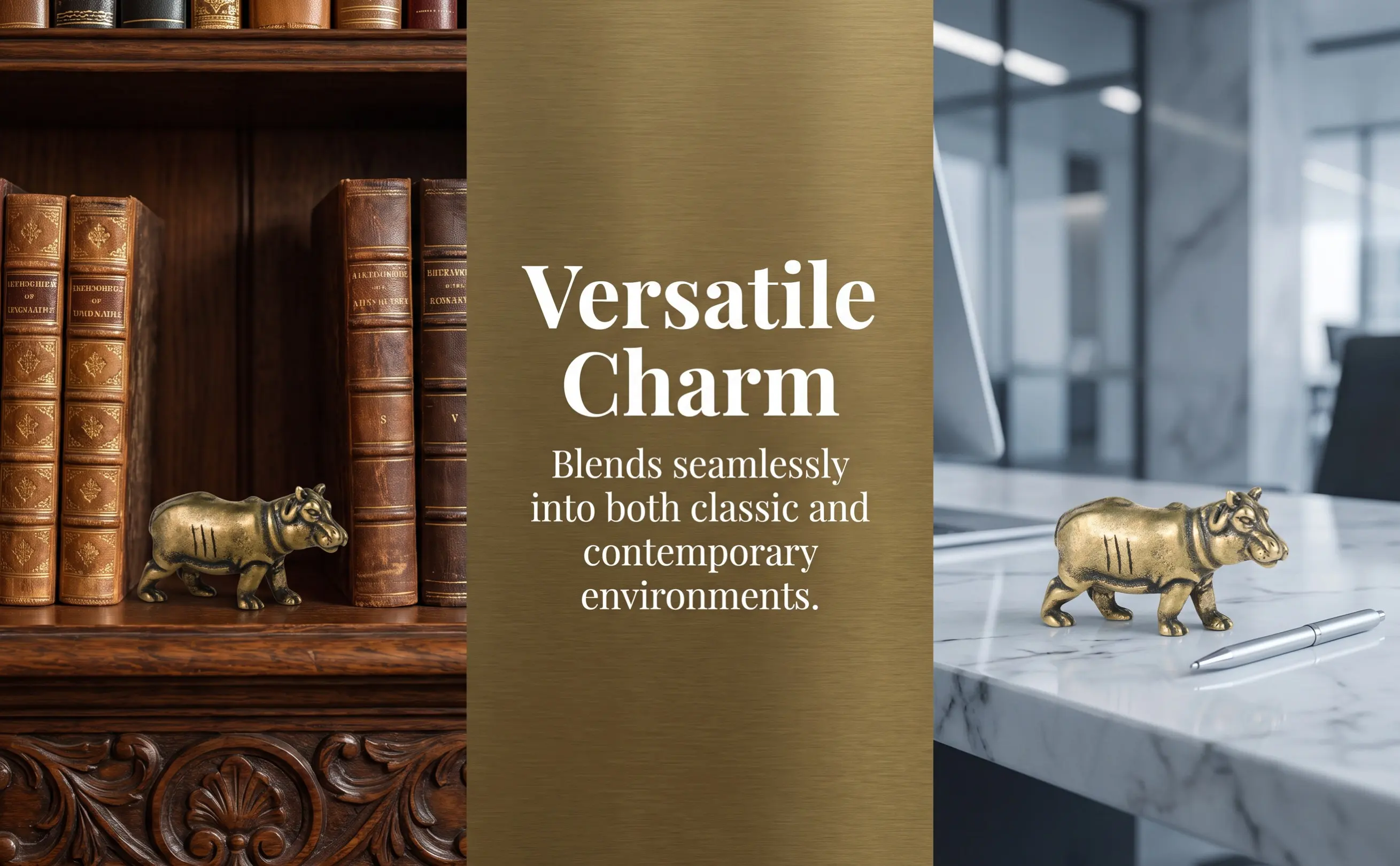 Solid Brass Hippopotamus Ornament Realistic Vintage Finish Tea Pet Desktop Decor Home Office Bookshelf Nightstand Decoration