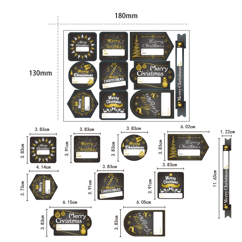 8 Sheet/set Name Labels Merry Christmas Stickers Decorative Stickers Wrapping Gift Box DIY Label Christmas Tags