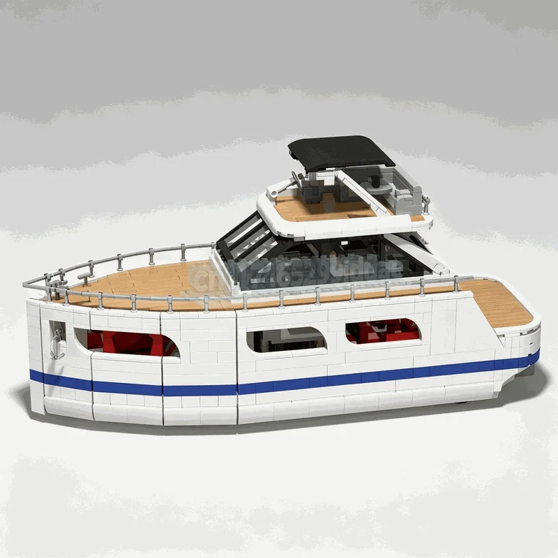 1579PCS The Yacht Luxury Boat MOC Model Custom Puzzle Ship DIY Creative Assembly Building Blocks Collection Educational Toy Gift