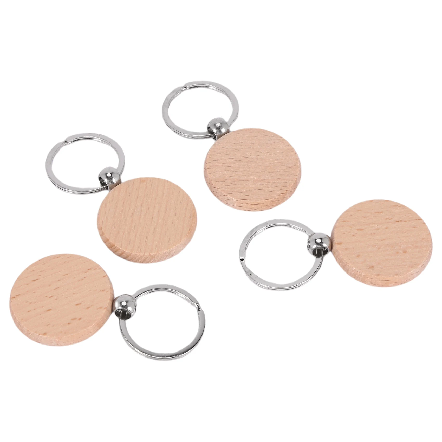 60Pcs Blank Round Wooden Key Chain Diy Wood Keychains Key Tags Can Diy Gifts