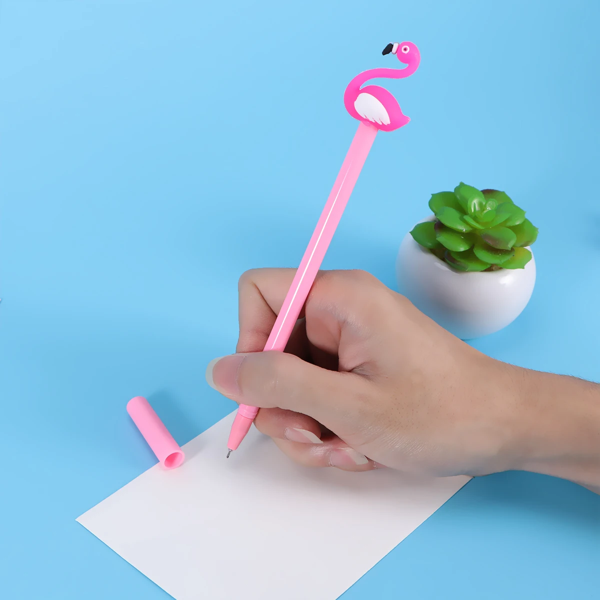 12 Uds. Bolígrafo de Gel flamenco 0,5mm tinta negra escritura suave escuela Oficina papelería para estudiantes bolígrafo de Gel flamenco papelería para estudiantes