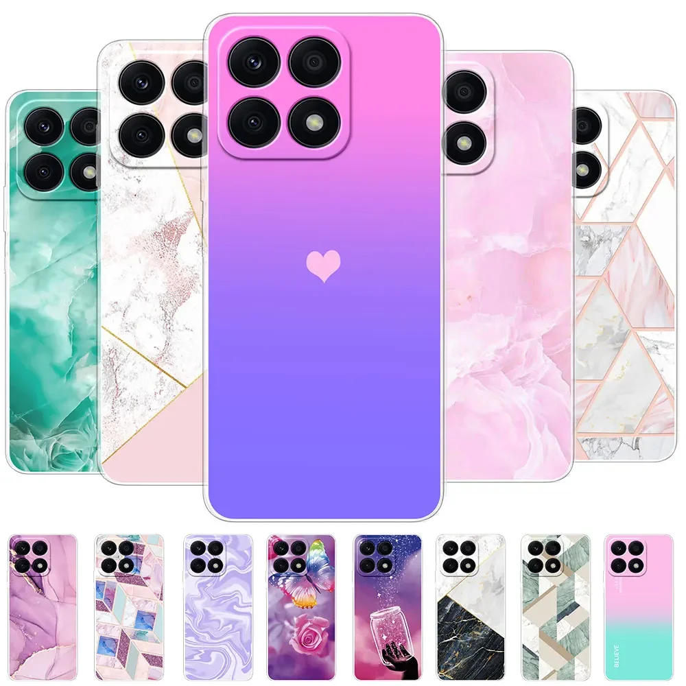 For Huawei Honor X8A Case Cover Transparent Soft Silicone Love Heart Fundas For Huawei Honor X8A X 8A Phone Case Bumper Coque