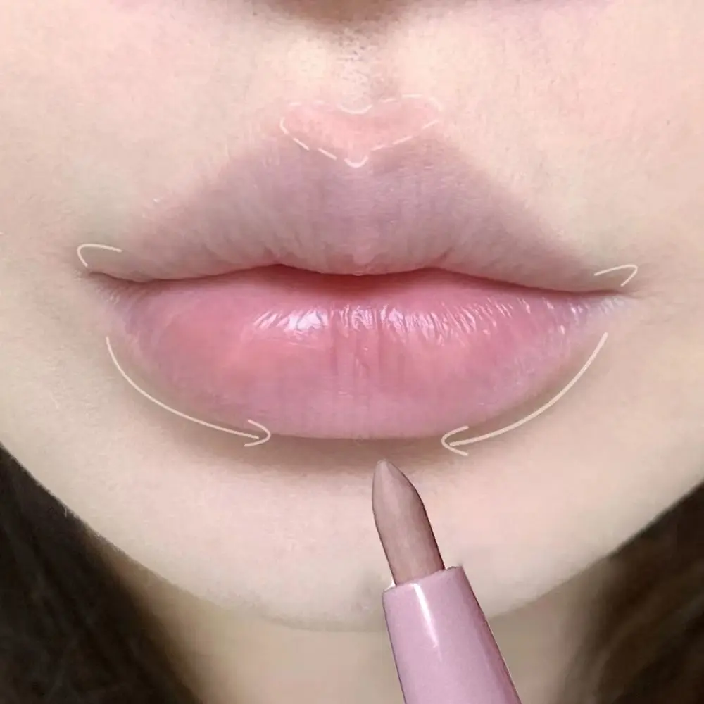 Portable Long Lasting Matte Lip Liner Waterproof Sweatproof Lipstick Pen Non-stick Cup Soft Pink Lip Tint Girl