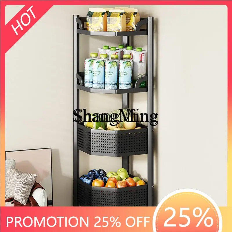 Prateleiras de frutas e vegetais SM, cestas de frutas domésticas multicamadas do chão ao teto, prateleiras de armazenamento multifuncionais