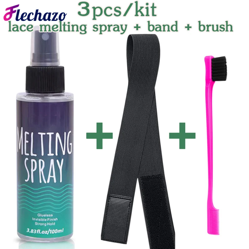 

Lace Melting Spray With Elastic Lace Melting Band For Glueless Wigs 100Ml Lace Bond Holding Spray Hair Adhesive Wig Glue Spray