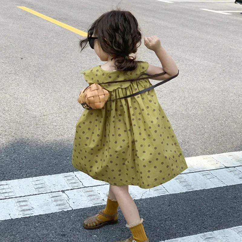 Summer Baby Girl Dress 1-7Y Korean Newborn Girl Dot Princess Dress Children's Party Short Sleeve Dress Children's Clothing