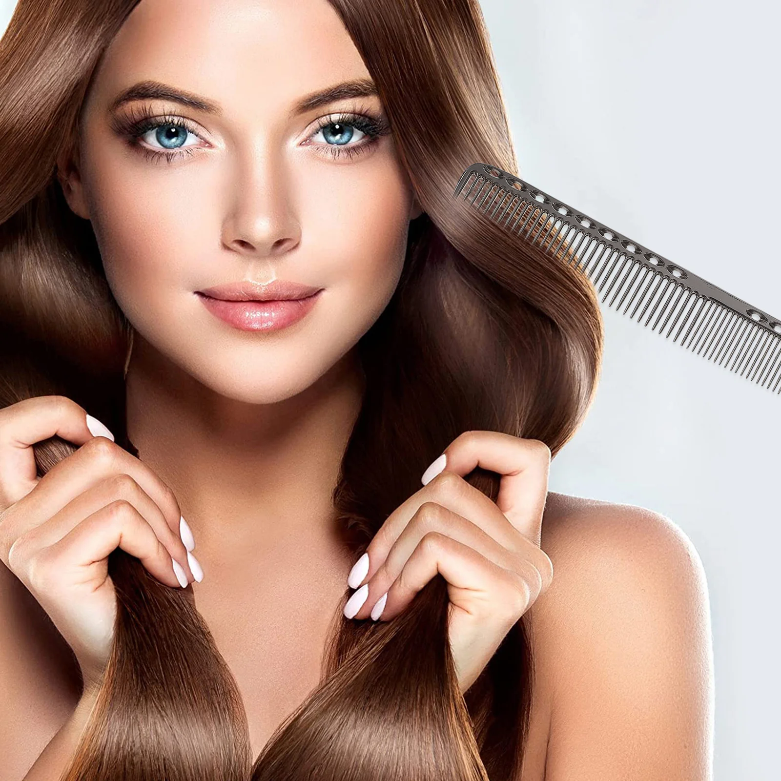 

Professional Salon Steel Comb Size L Black S909 Anti-Static Stainless Steel Hairdressing Hair Cutting Metal Comb Style