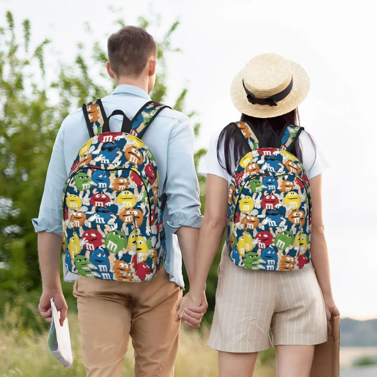 

New M And M Characters Backpack Student Boys Girls BookBag Kids School Bag Laptop Shoulder Bags for Men Women