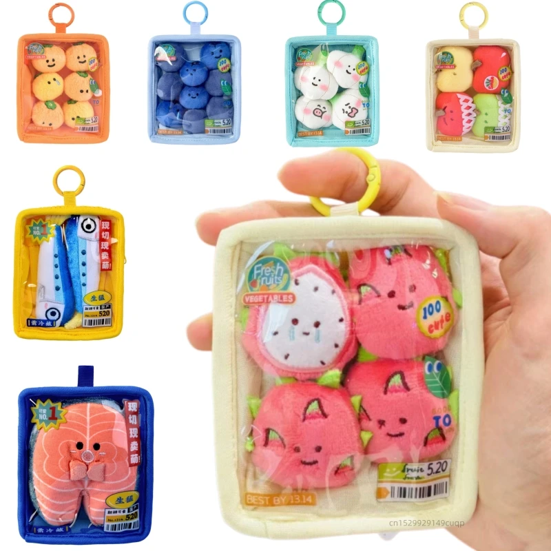 29 Kinds Canned Fish & Fruit & Vegetable Plush Toys Stuffed Carrot Corn Pepper Tomato Blueberry Sardine Salmon Octopus Shrimp