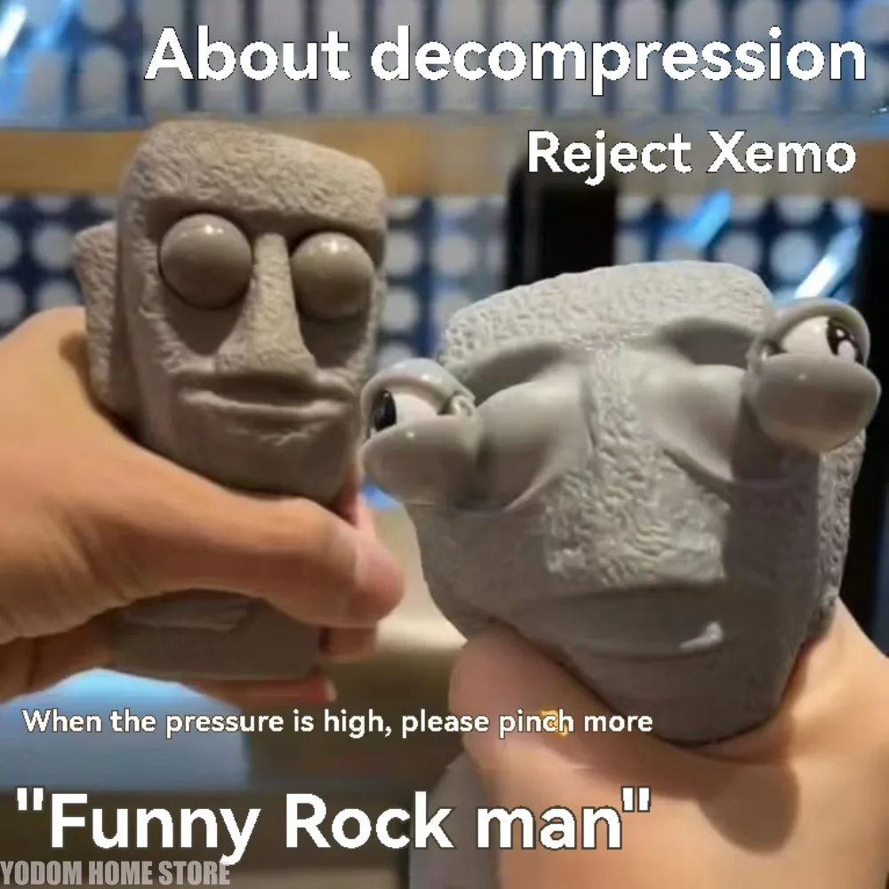 

Мягкая игрушка-антистресс Rock Man с медленным восстановлением формы, выдвижными глазами и забавным лицом, идеальный праздничный подарок для детей