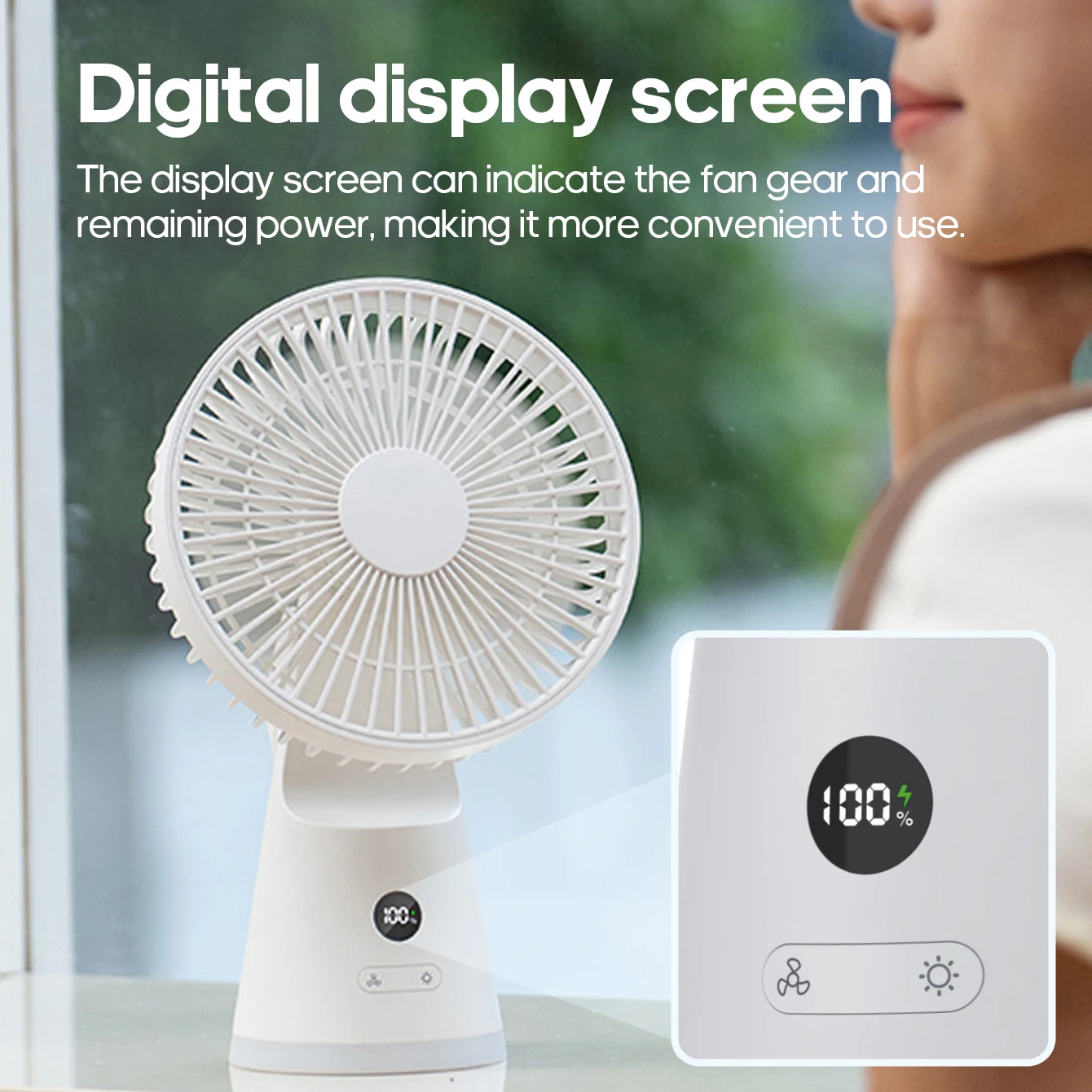 KINSCOTER مروحة مكتب لاسلكية جديدة 3600 مللي أمبير في الساعة مروحة تبريد محمولة USB 5 سرعات فائقة الهدوء ومراوح طاولة صغيرة قوية للمكتب المنزلي