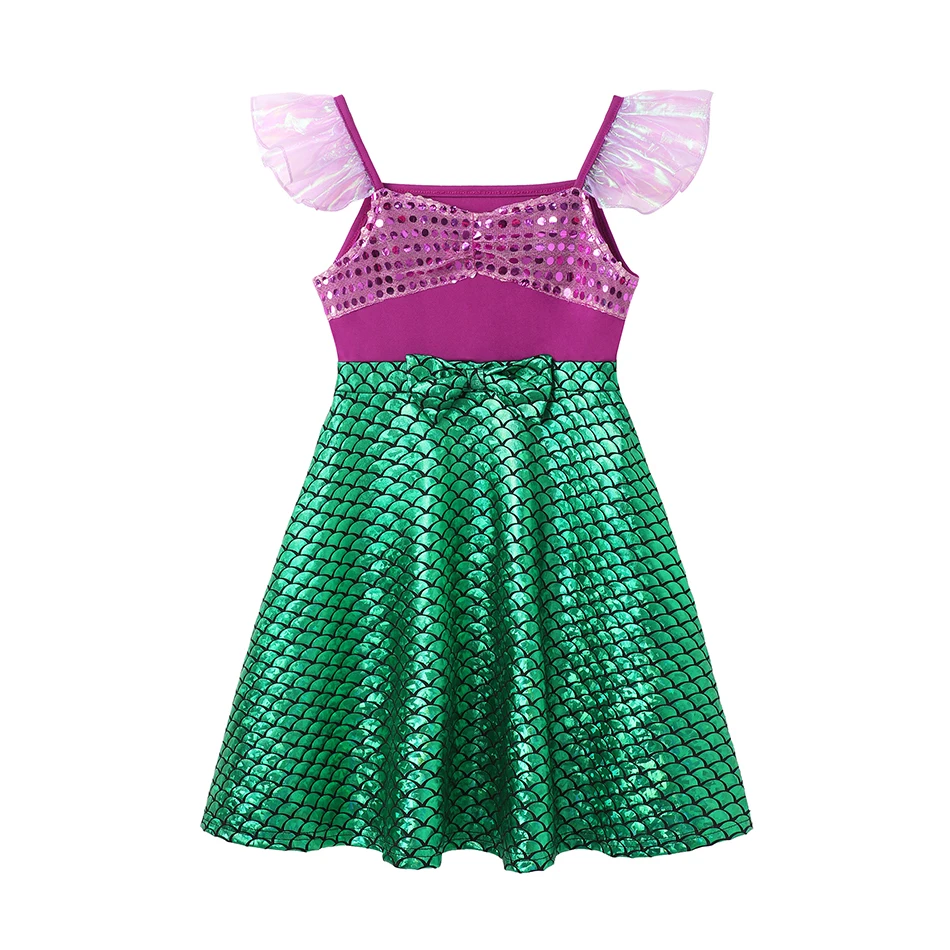 Vestido informal de princesa para niñas, disfraz de Frozen, Elsa, Ariel, Rapunzel, de algodón, para cumpleaños