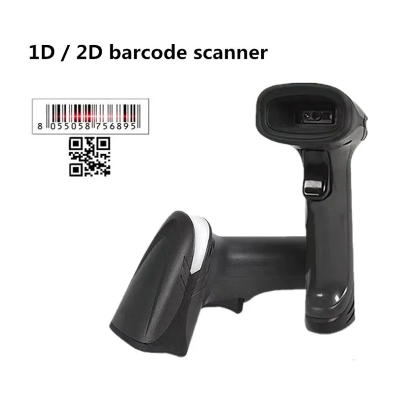 HC-655 Handheld Wired 2.4G Wireless Laser Barcode Scanner Red Light Bluetooth 1D/2D Code Scanning Gun Price Plug and Play