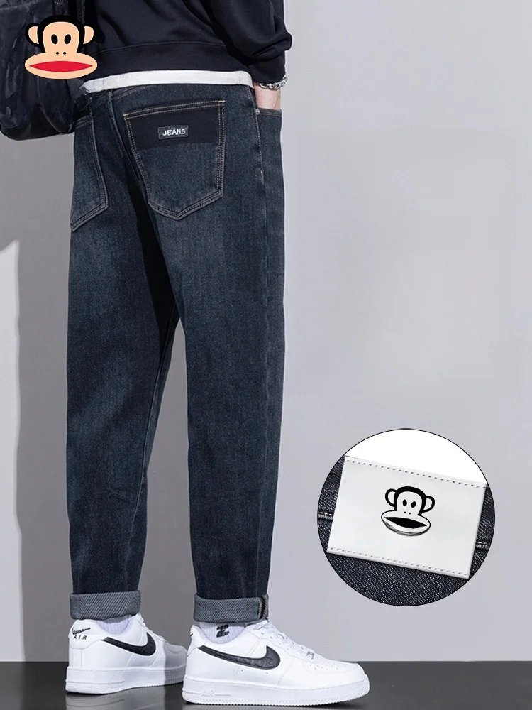 

PaulFrank Men's Elastic Denim Jeans Loose Straight Leg Long Trousers Spring 2026 Trendy Brand Comfortable Stretchy Jeans